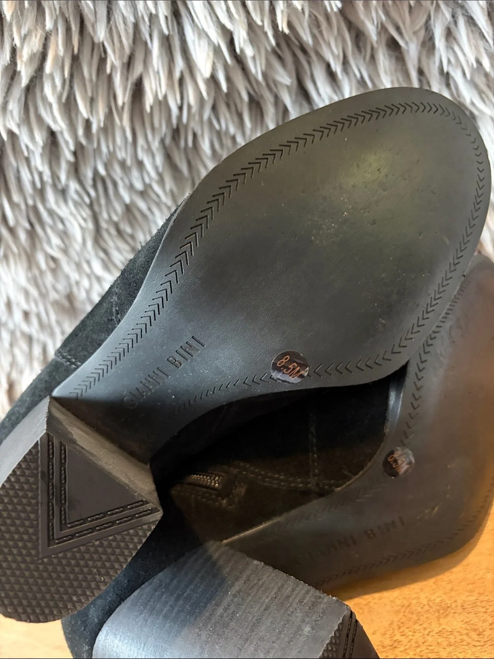 Gianni Bini Black Suede Buckle Block Heel Ankle Booties